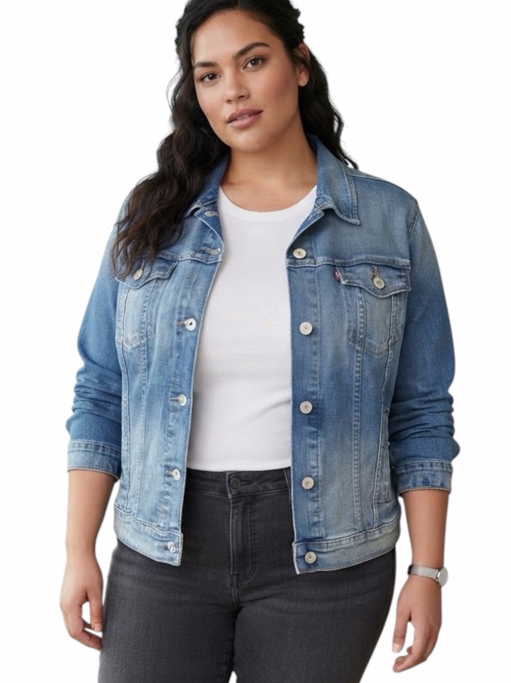 Levi’s Original Denim Trucker Jacket Medium Wash Red Tab Women’s Size XL